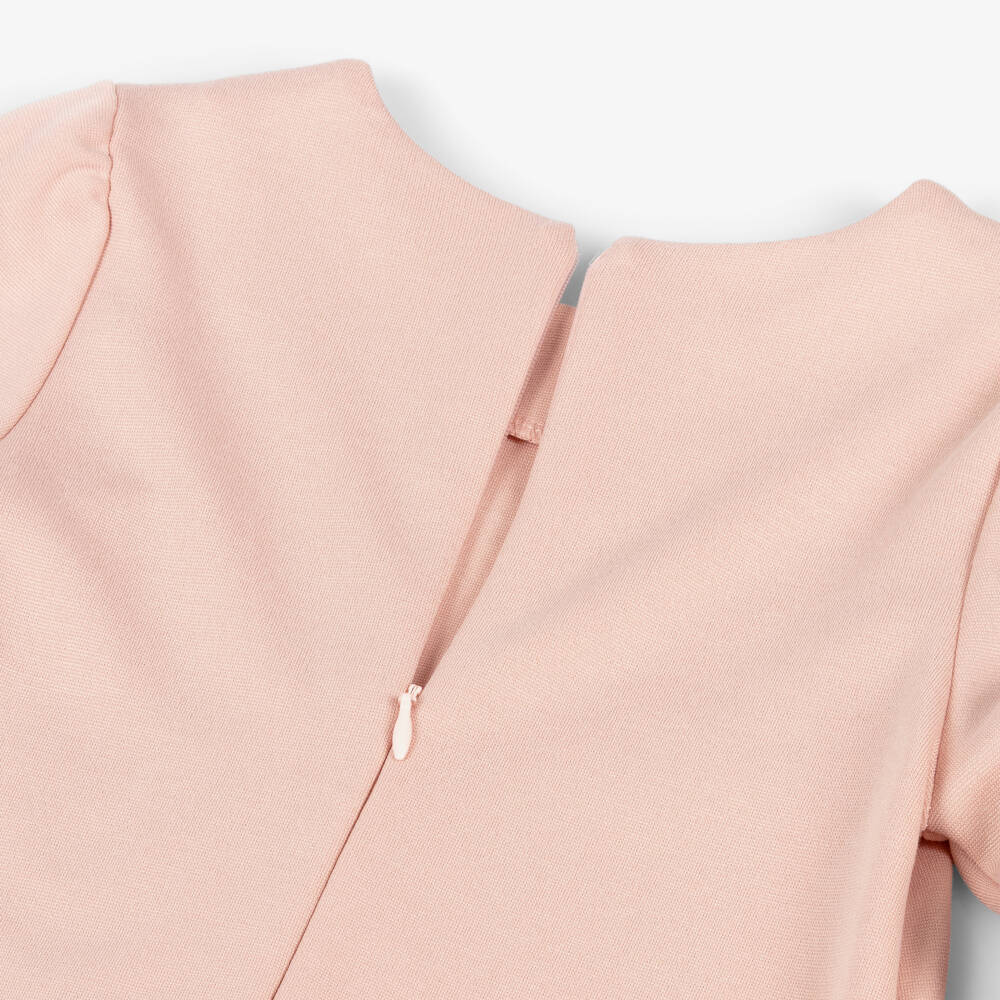 Lapin House-Girls Pink Jersey Dress with Faux Fur Cuffs | Childrensalon Outlet