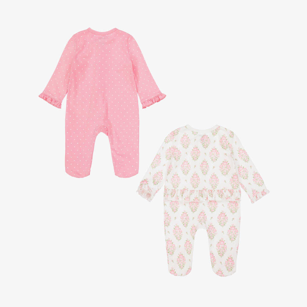 Little Me-Girls Pink Jersey Floral & Polka Dot Babygrows (2 Pack) | Childrensalon Outlet