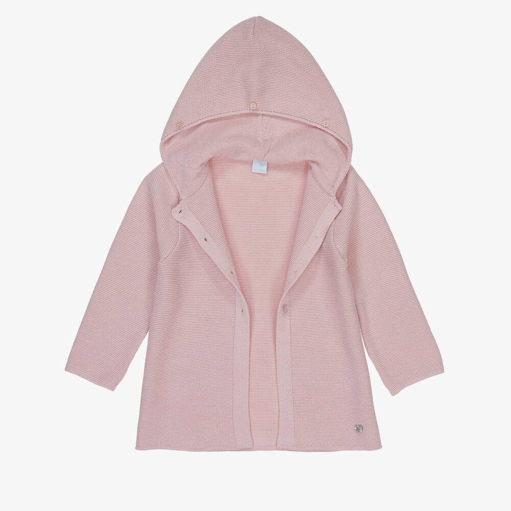 Artesanía Granlei-Girls Pink Knitted Coat with Faux Fur Trim | Childrensalon Outlet