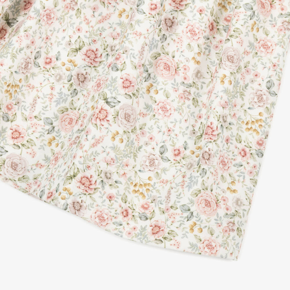 Artesanía Granlei-Girls Pink Knitted Cotton & Floral Print Dress | Childrensalon Outlet