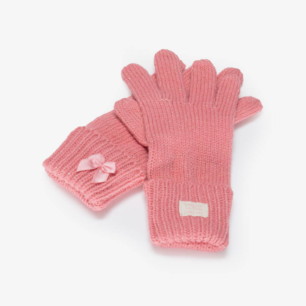Le Chic-Girls Pink Knitted Gloves | Childrensalon Outlet