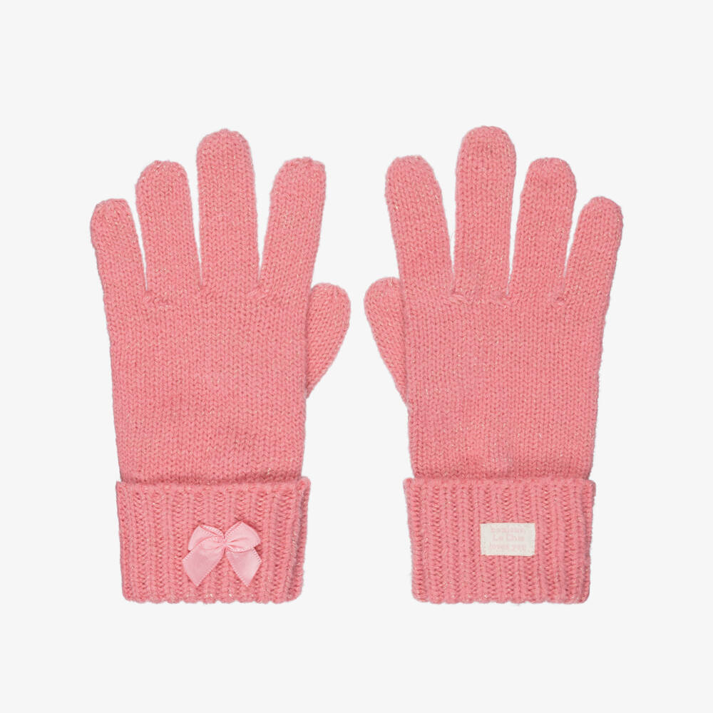 Le Chic-Girls Pink Knitted Gloves | Childrensalon Outlet