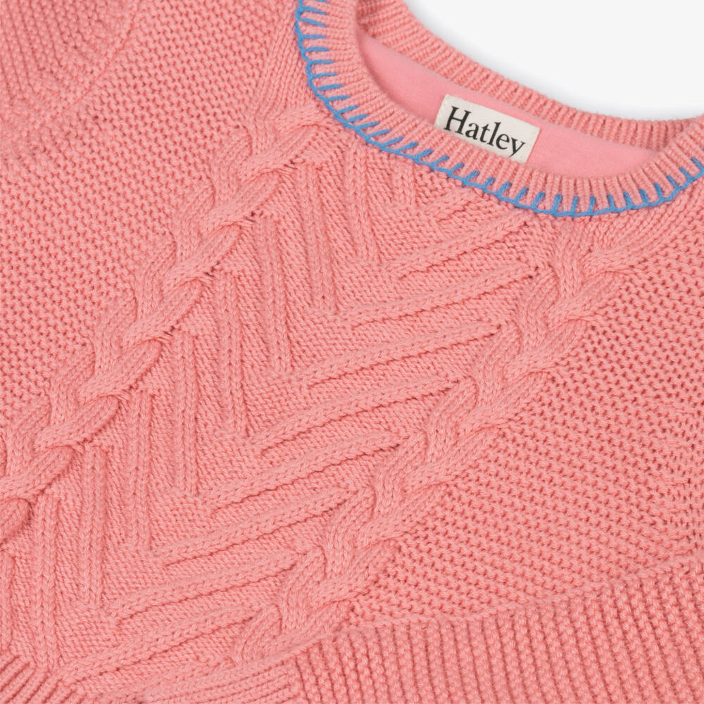 Hatley-فستان وردي محبوك بأطراف زرقاء للبنات | Childrensalon Outlet