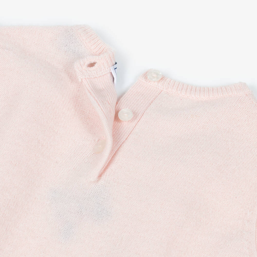 Tartine et Chocolat-Girls Pink Knitted Sweater with Hand-Embroidery | Childrensalon Outlet