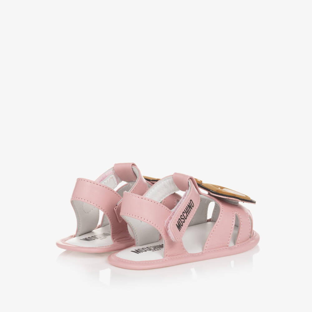 Moschino Baby-Girls Pink Leather Pre-Walker Sandals | Childrensalon Outlet