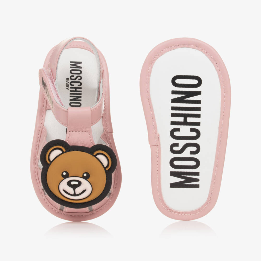Moschino Baby-Girls Pink Leather Pre-Walker Sandals | Childrensalon Outlet