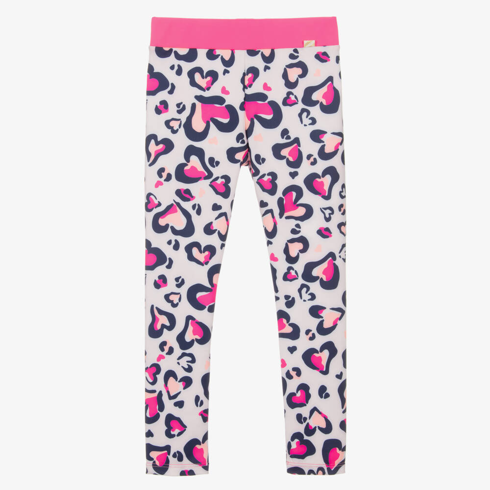 Billieblush-Girls Pink Leopard Hearts Sports Leggings | Childrensalon Outlet
