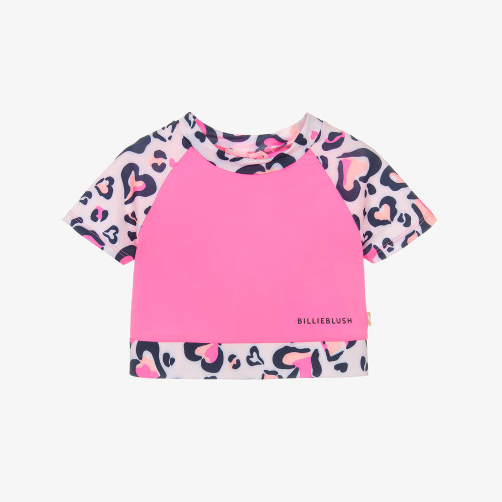 Billieblush-Girls Pink Leopard Hearts Sports Top | Childrensalon Outlet