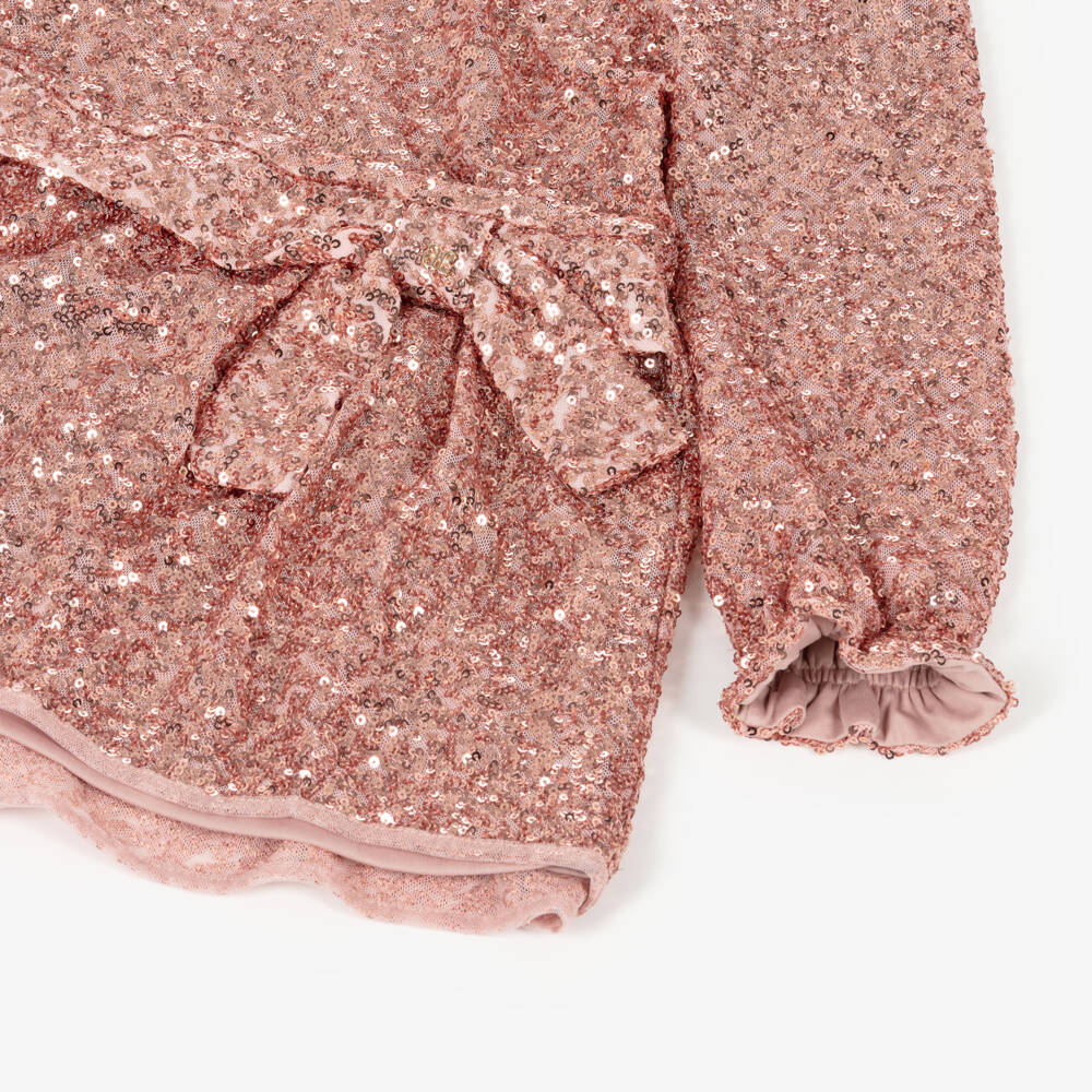 Abel & Lula-Girls Pink Long Sleeve Sequin Dress | Childrensalon Outlet