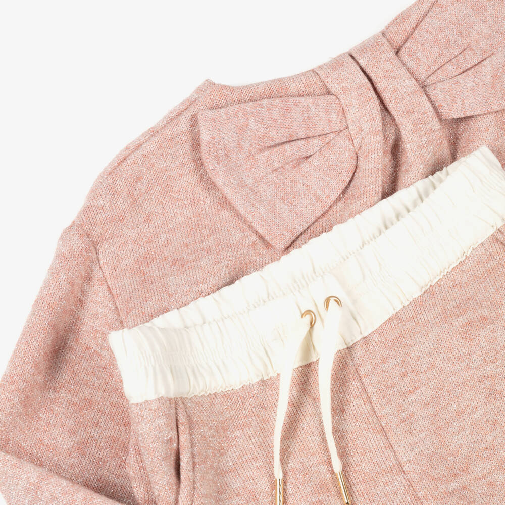 Mayoral-Girls Pink Lurex Knitted Trouser Set | Childrensalon Outlet
