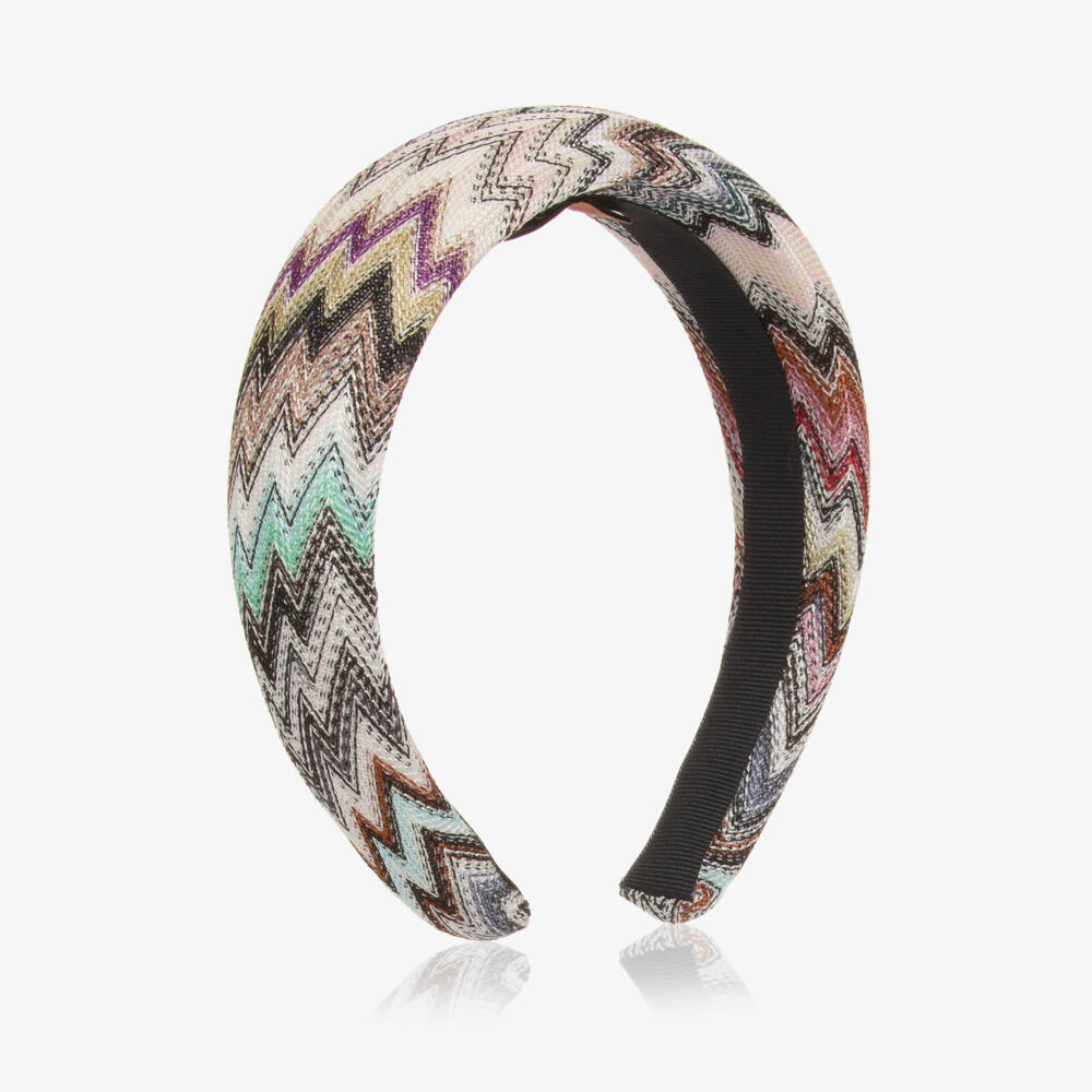 Missoni-Girls Pink Multicolour Zigzag Knit Hairband | Childrensalon Outlet