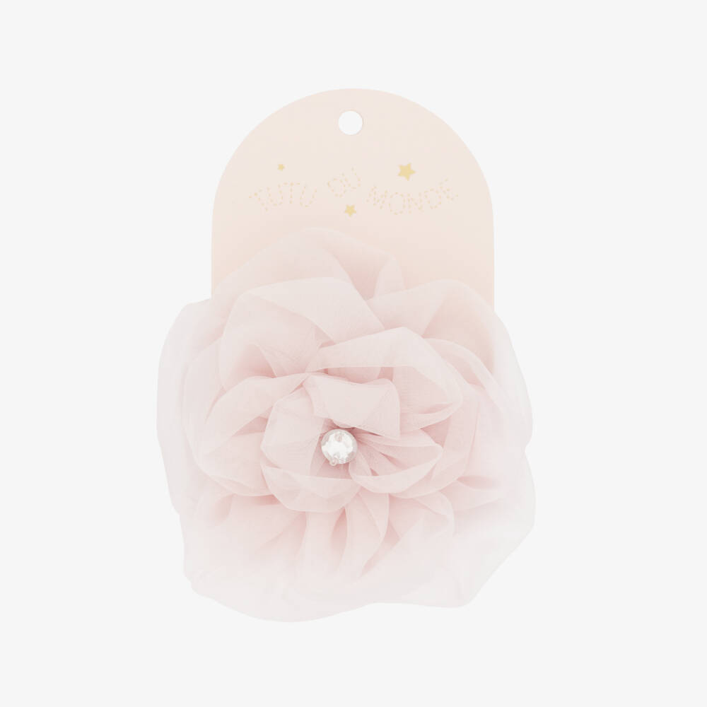 Tutu du Monde-Girls Pink Organza Flower Hair Clip (11cm) | Childrensalon Outlet