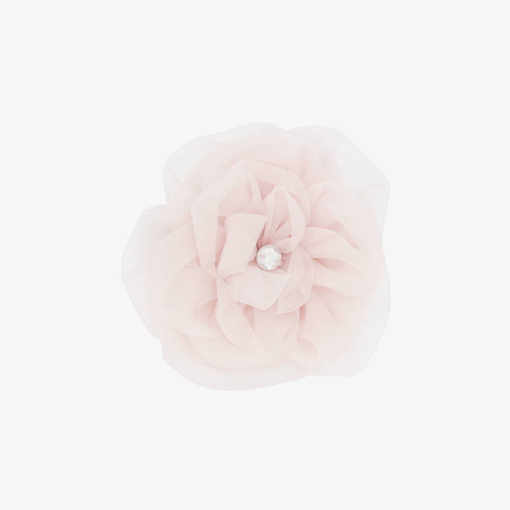 Tutu du Monde-Girls Pink Organza Flower Hair Clip (11cm) | Childrensalon Outlet