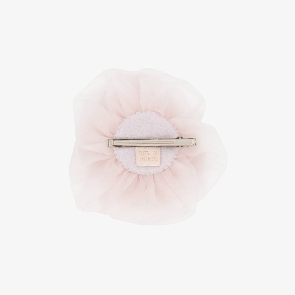 Tutu du Monde-Girls Pink Organza Flower Hair Clip (11cm) | Childrensalon Outlet