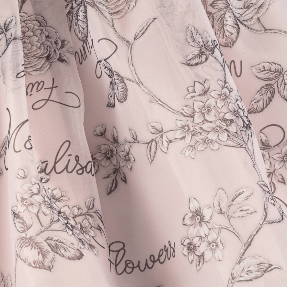 Monnalisa Chic-Girls Pink Organza Rose Print Dress | Childrensalon Outlet