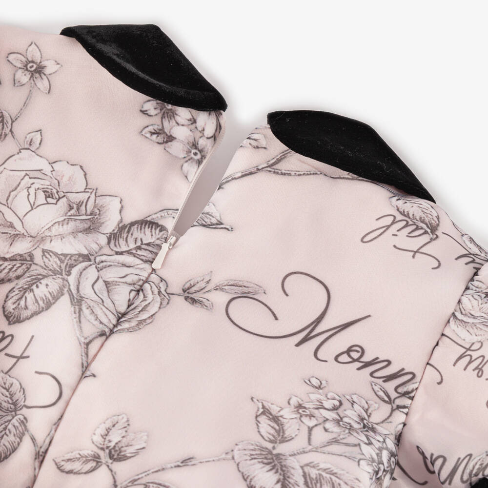 Monnalisa Chic-Girls Pink Organza Rose Print Dress | Childrensalon Outlet