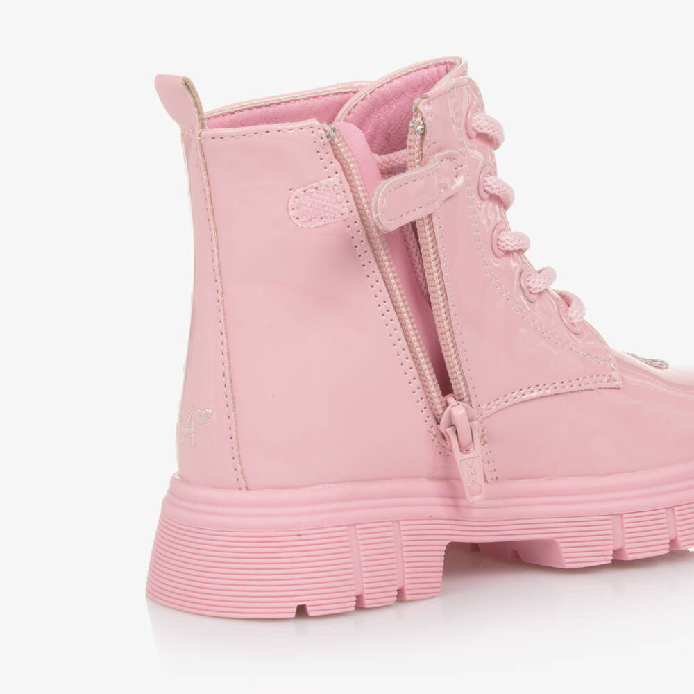 A Dee-Girls Pink Patent Heart Boots | Childrensalon Outlet