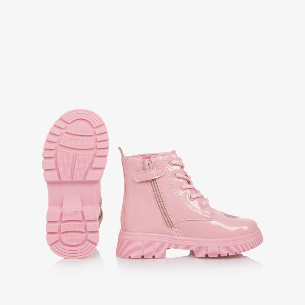 A Dee-Girls Pink Patent Heart Boots | Childrensalon Outlet