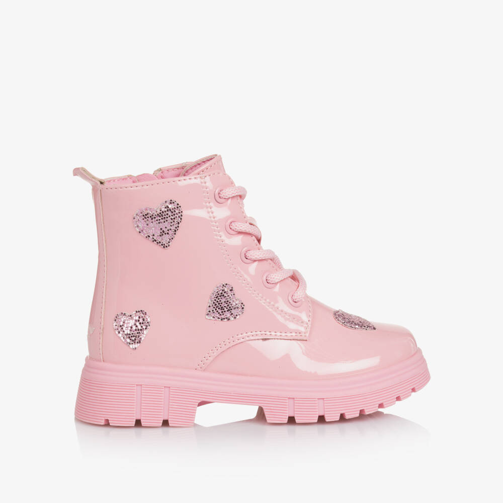 A Dee-Girls Pink Patent Heart Boots | Childrensalon Outlet