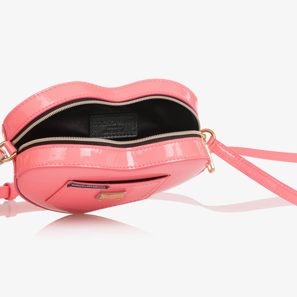 Dolce & Gabbana-Girls Pink Patent Leather Heart Handbag (16cm) | Childrensalon Outlet
