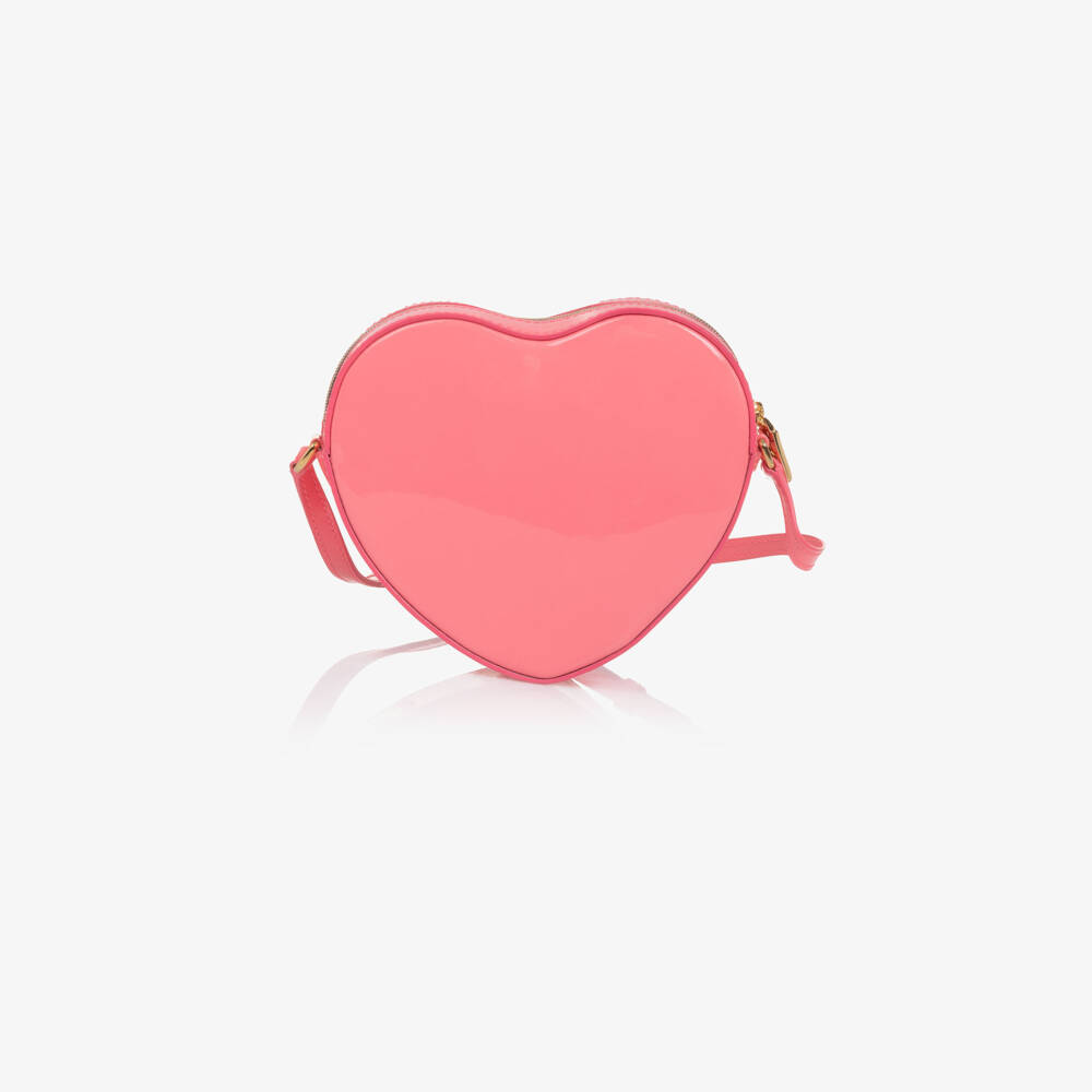 Dolce & Gabbana-Girls Pink Patent Leather Heart Handbag (16cm) | Childrensalon Outlet
