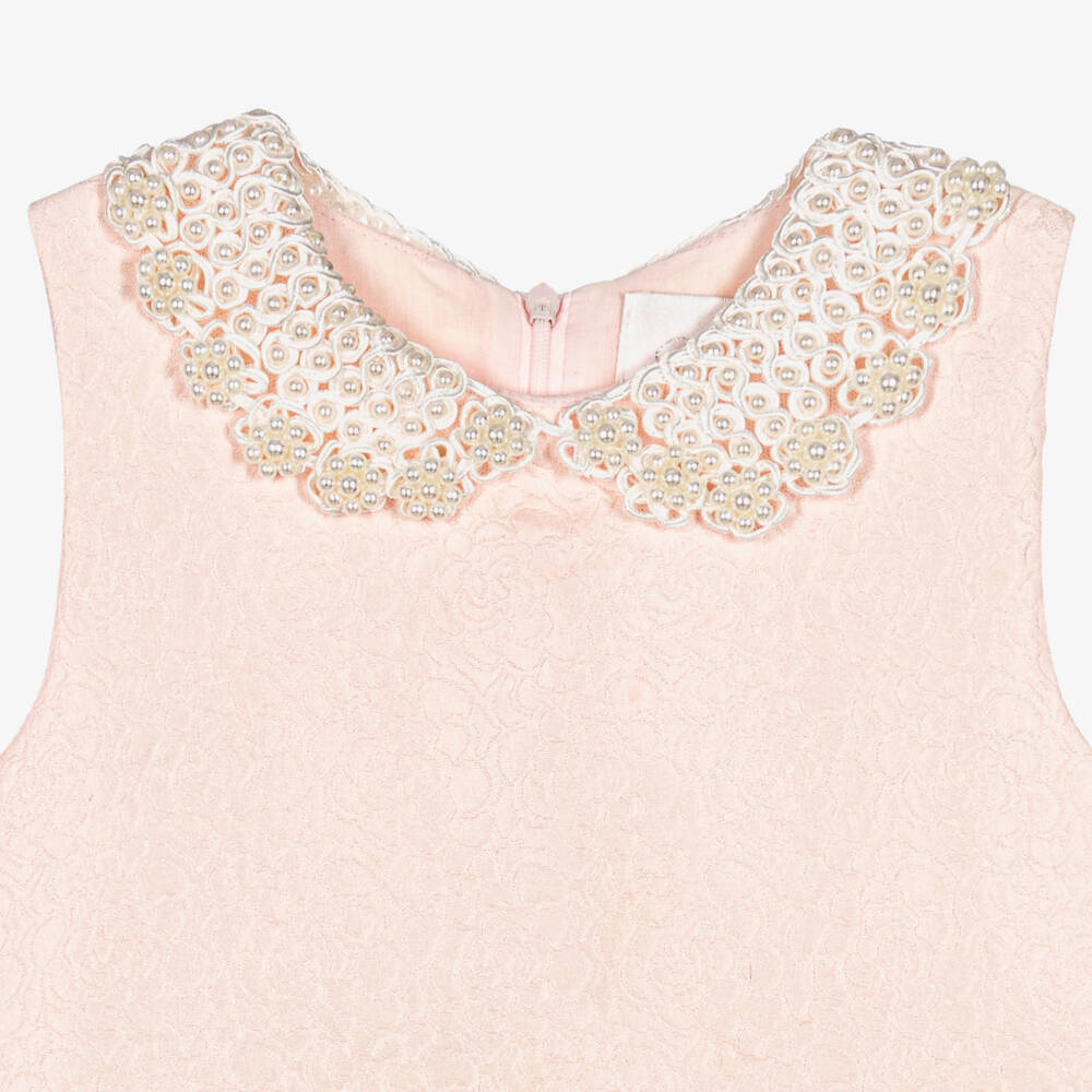 Romano-Girls Pink Pearl Collar Dress | Childrensalon Outlet