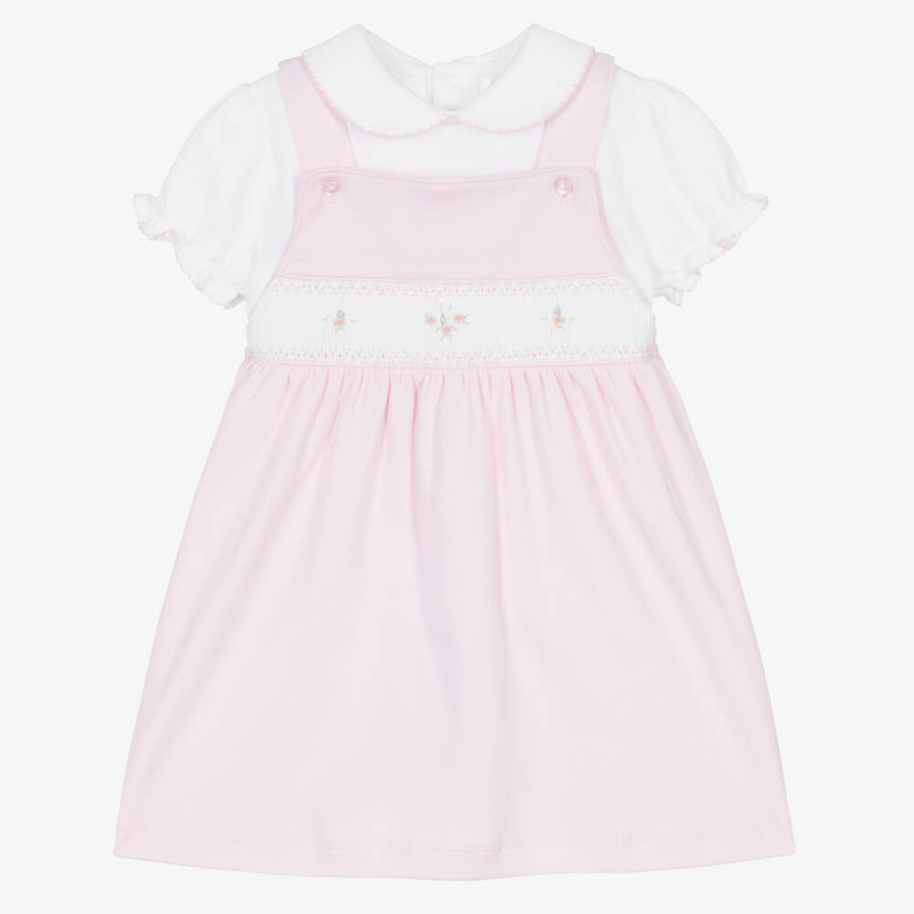 Mini-la-Mode-Girls Pink Pima Cotton Smocked Dress Set | Childrensalon Outlet