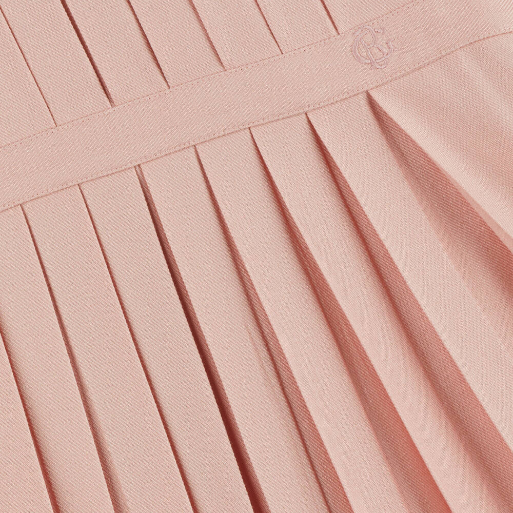 Beatrice & George-Girls Pink Pleated Dress with Square Collar | Childrensalon Outlet