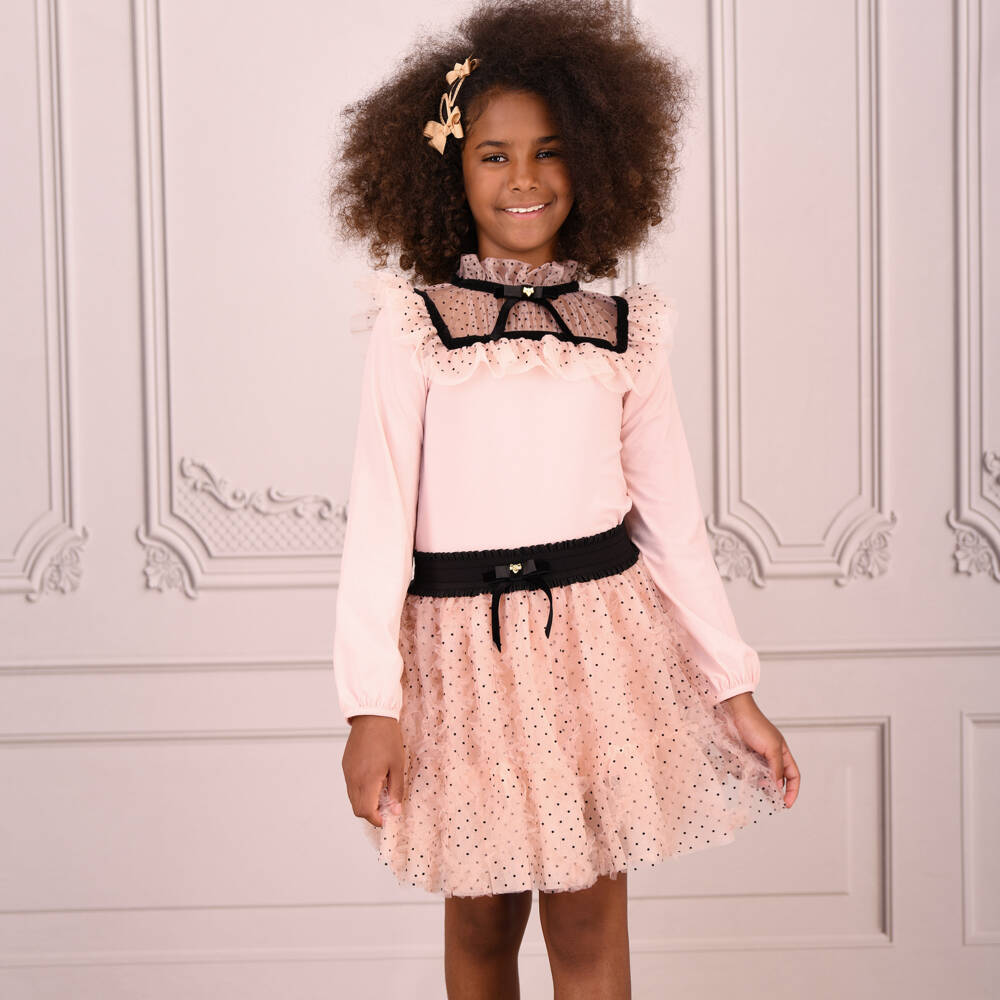 Angel's Face-Girls Pink Polka Dot Tulle Skirt Set | Childrensalon Outlet
