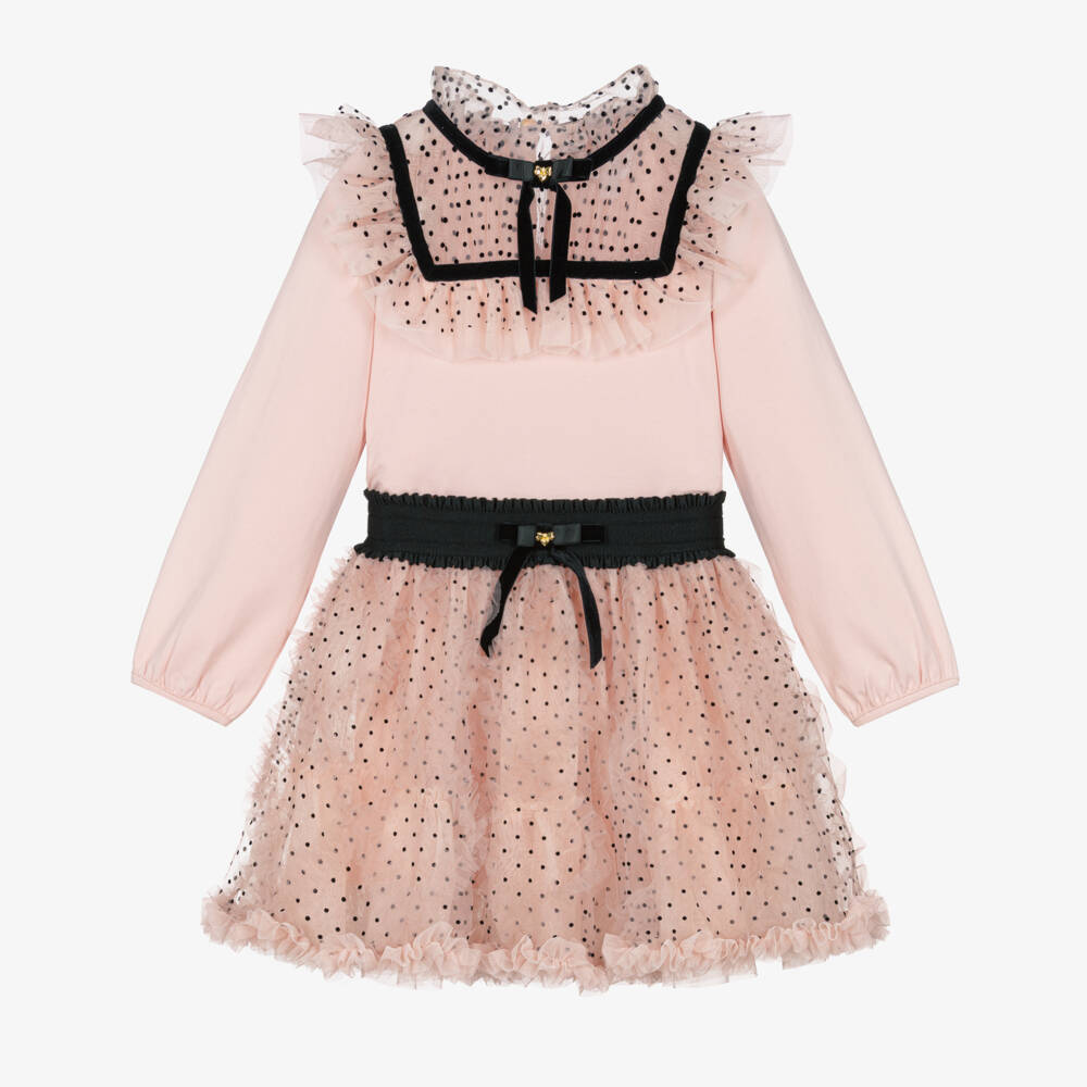 Angel's Face-Girls Pink Polka Dot Tulle Skirt Set | Childrensalon Outlet