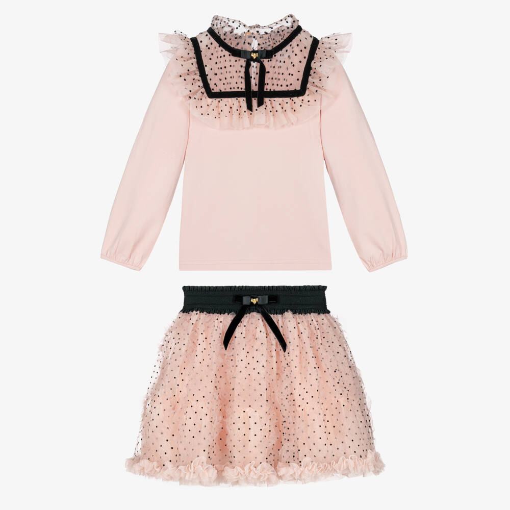 Angel's Face-Girls Pink Polka Dot Tulle Skirt Set | Childrensalon Outlet