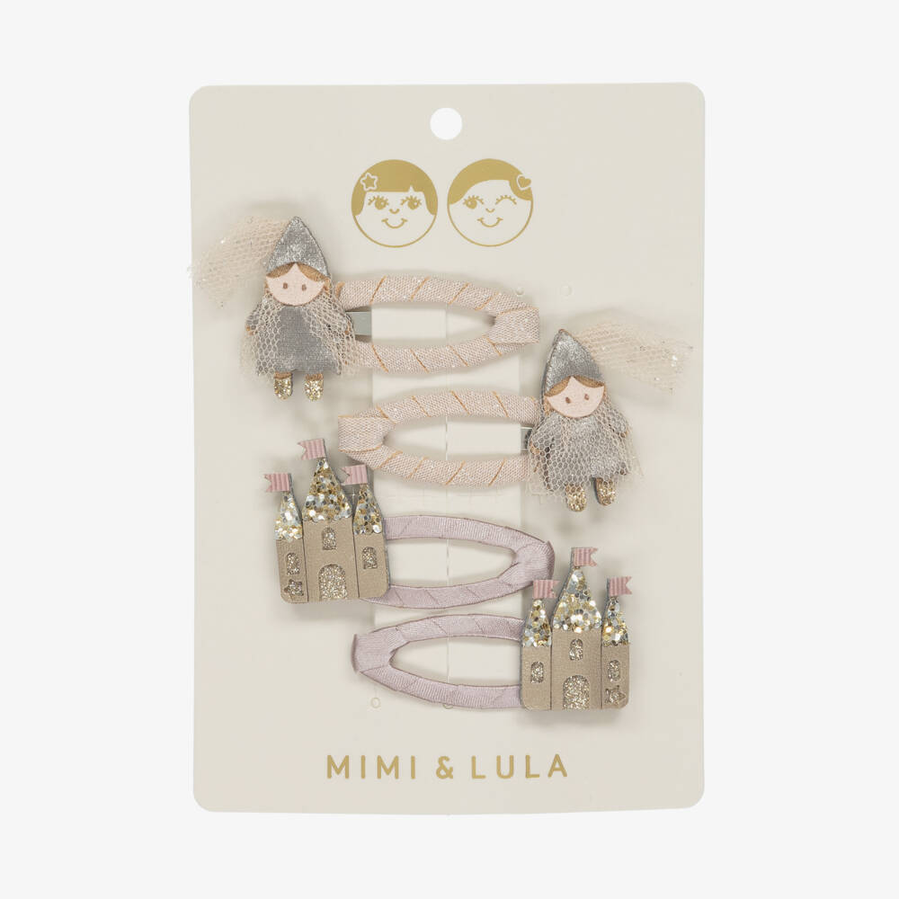 Mimi & Lula-Girls Pink Princess & Castle Hair Clips (4 Pack) | Childrensalon Outlet