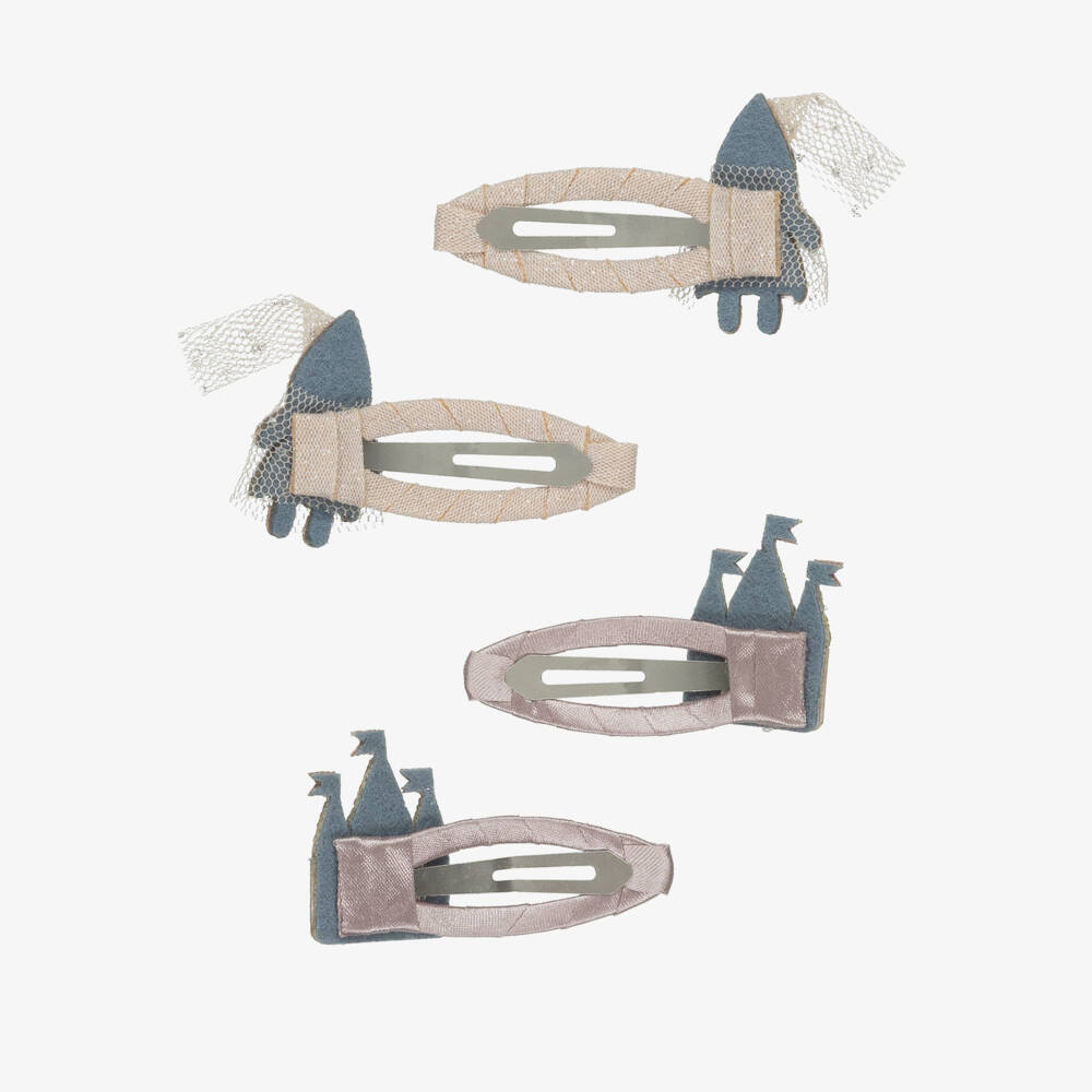 Mimi & Lula-Girls Pink Princess & Castle Hair Clips (4 Pack) | Childrensalon Outlet