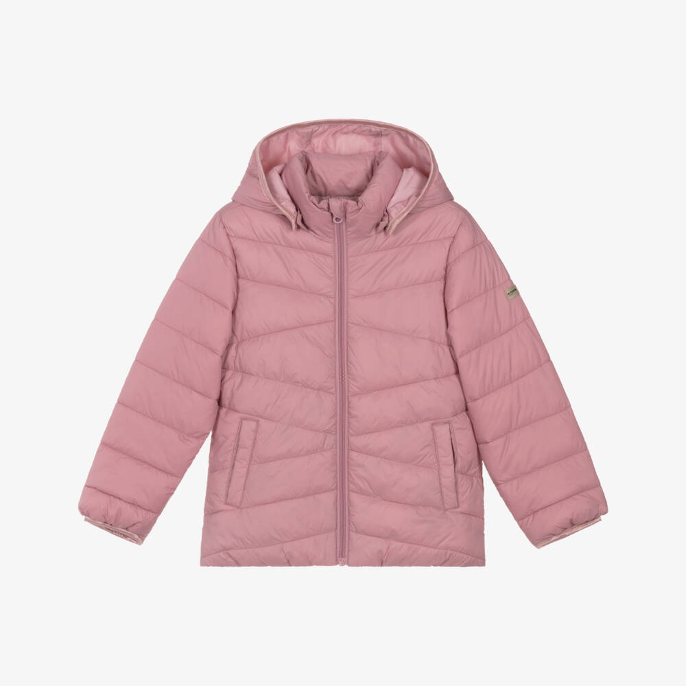 NAME IT-Girls Pink Puffer Jacket with Detachable Hood | Childrensalon Outlet