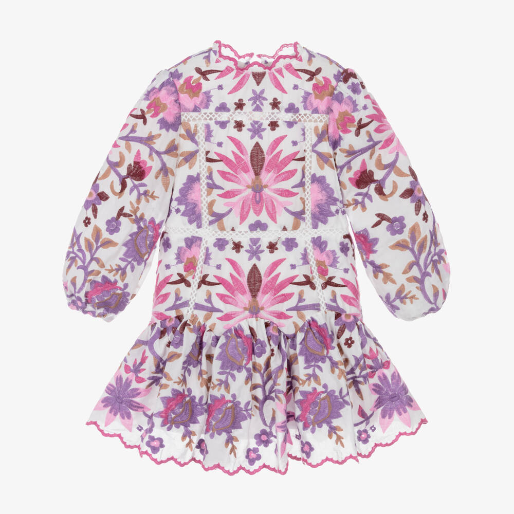 Marlo Kids-Girls Pink & Purple Embroidered Floral Dress | Childrensalon Outlet