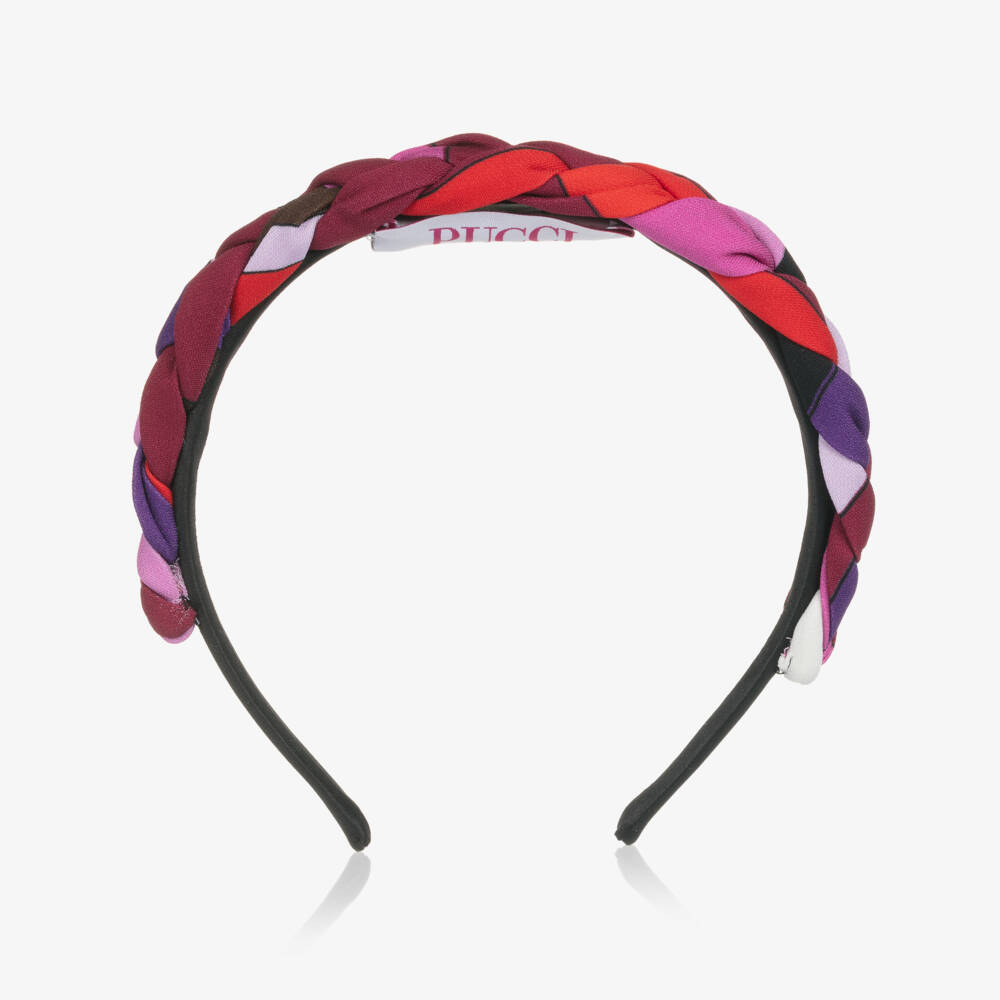 PUCCI-Girls Pink & Purple Iride Print Plaited Hairband | Childrensalon Outlet