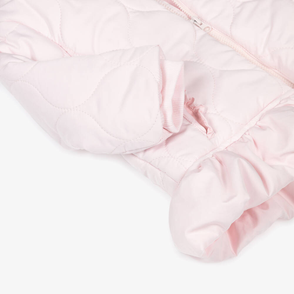 Tutto Piccolo-Girls Pink Quilted Hooded Coat with Faux Fur Trim | Childrensalon Outlet