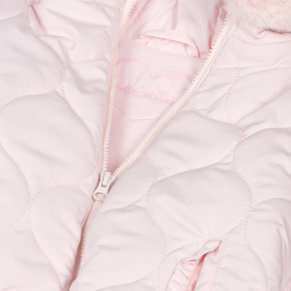 Tutto Piccolo-Girls Pink Quilted Hooded Coat with Faux Fur Trim | Childrensalon Outlet