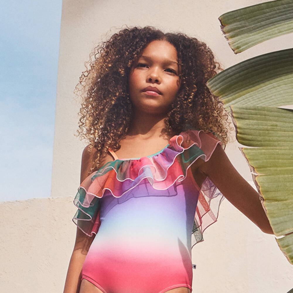 Molo-مايوه بناتي بتدرجات اللون الوردي مع كشكشات | Childrensalon Outlet