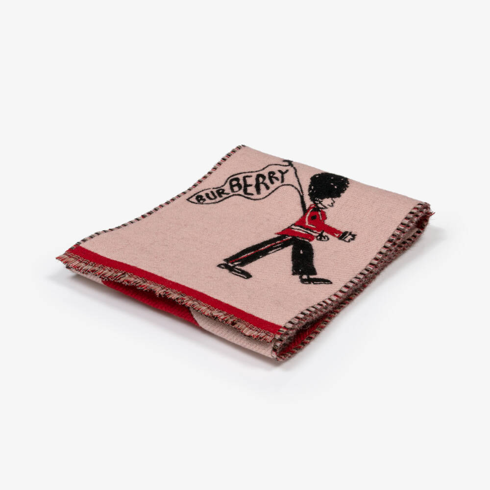 Burberry-Girls Pink & Red King's Guard Wool Scarf | Childrensalon Outlet