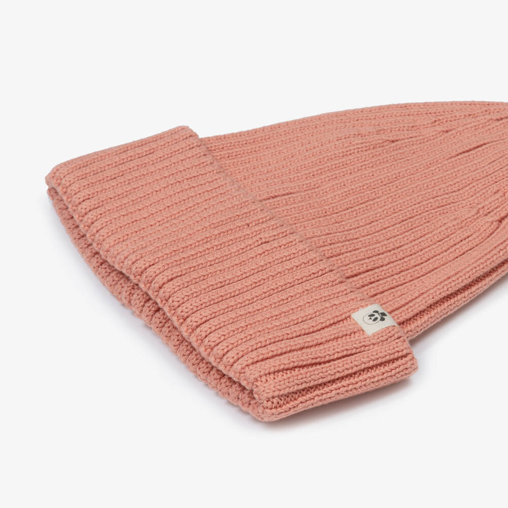 Mini Rodini-Girls Pink Ribbed Knit Beanie Hat | Childrensalon Outlet