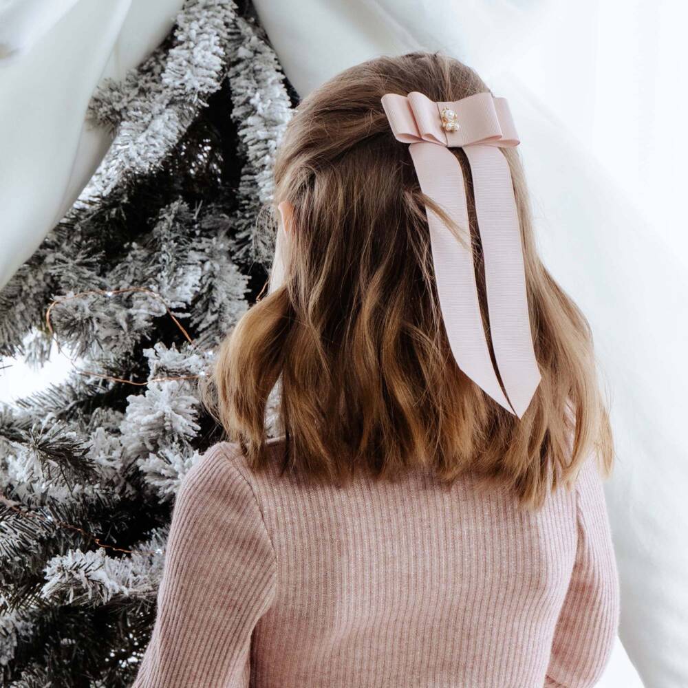 Jamiks-Girls Pink Ribbon Bow Hair Clip (9cm) | Childrensalon Outlet