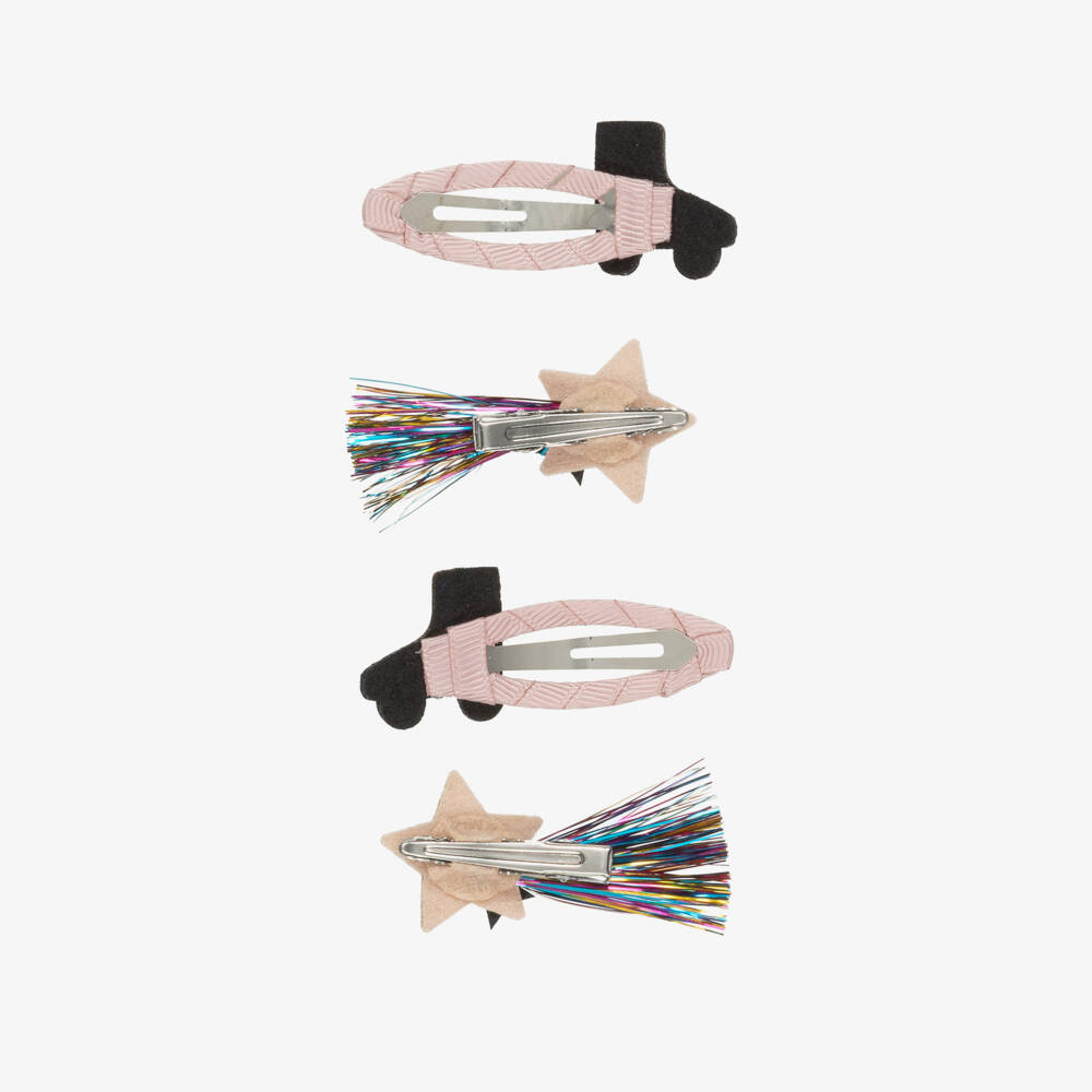 Mimi & Lula-Girls Pink Roller Disco Hair Clips (4 Pack) | Childrensalon Outlet