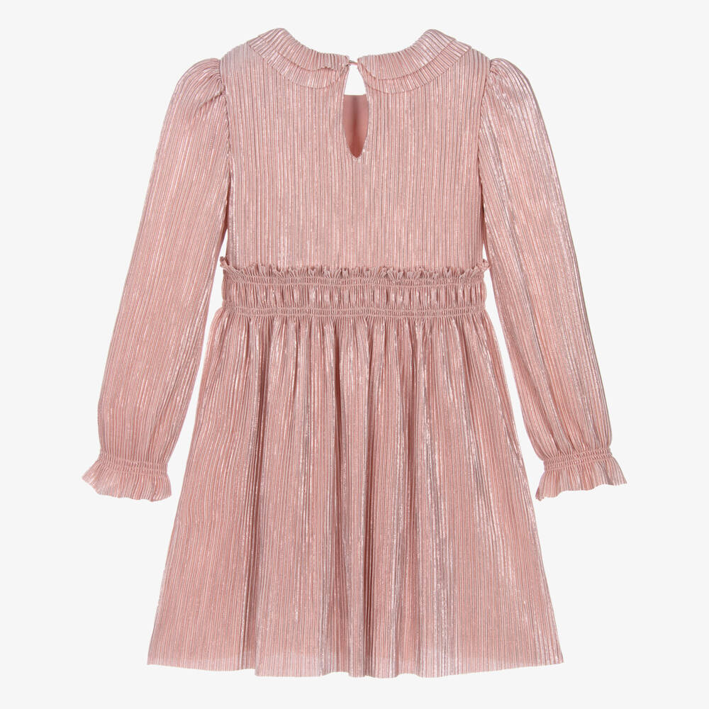 Abel & Lula-Girls Pink Ruffle Plissé Dress | Childrensalon Outlet