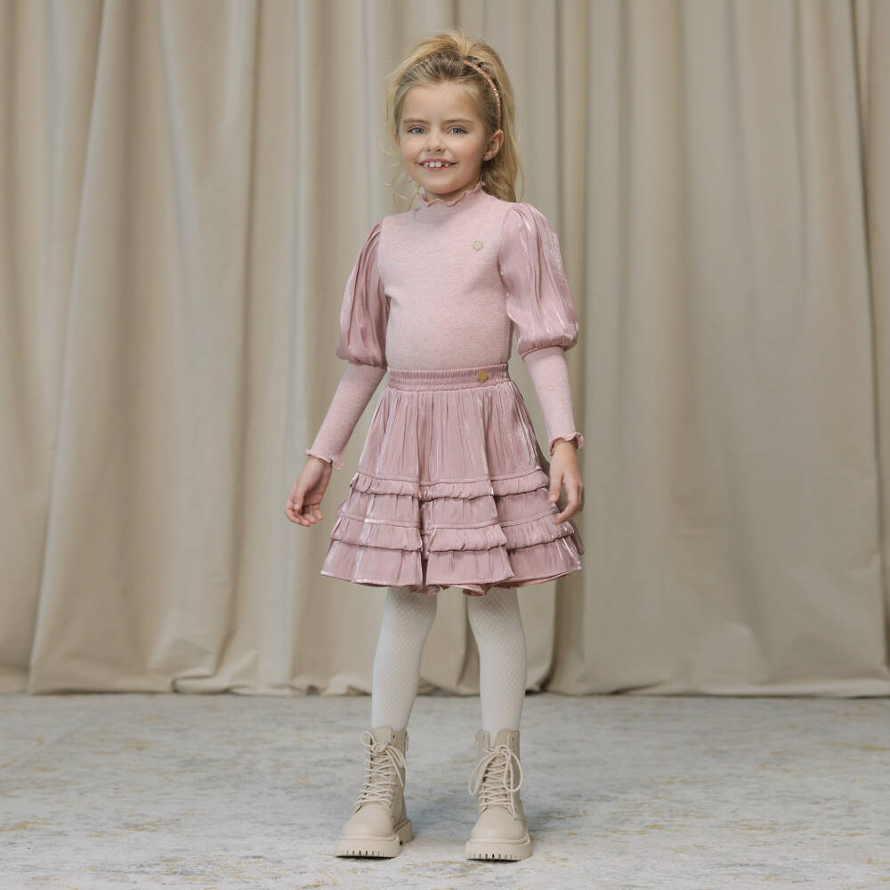 Le Chic-Girls Pink Ruffle Satin Skirt | Childrensalon Outlet