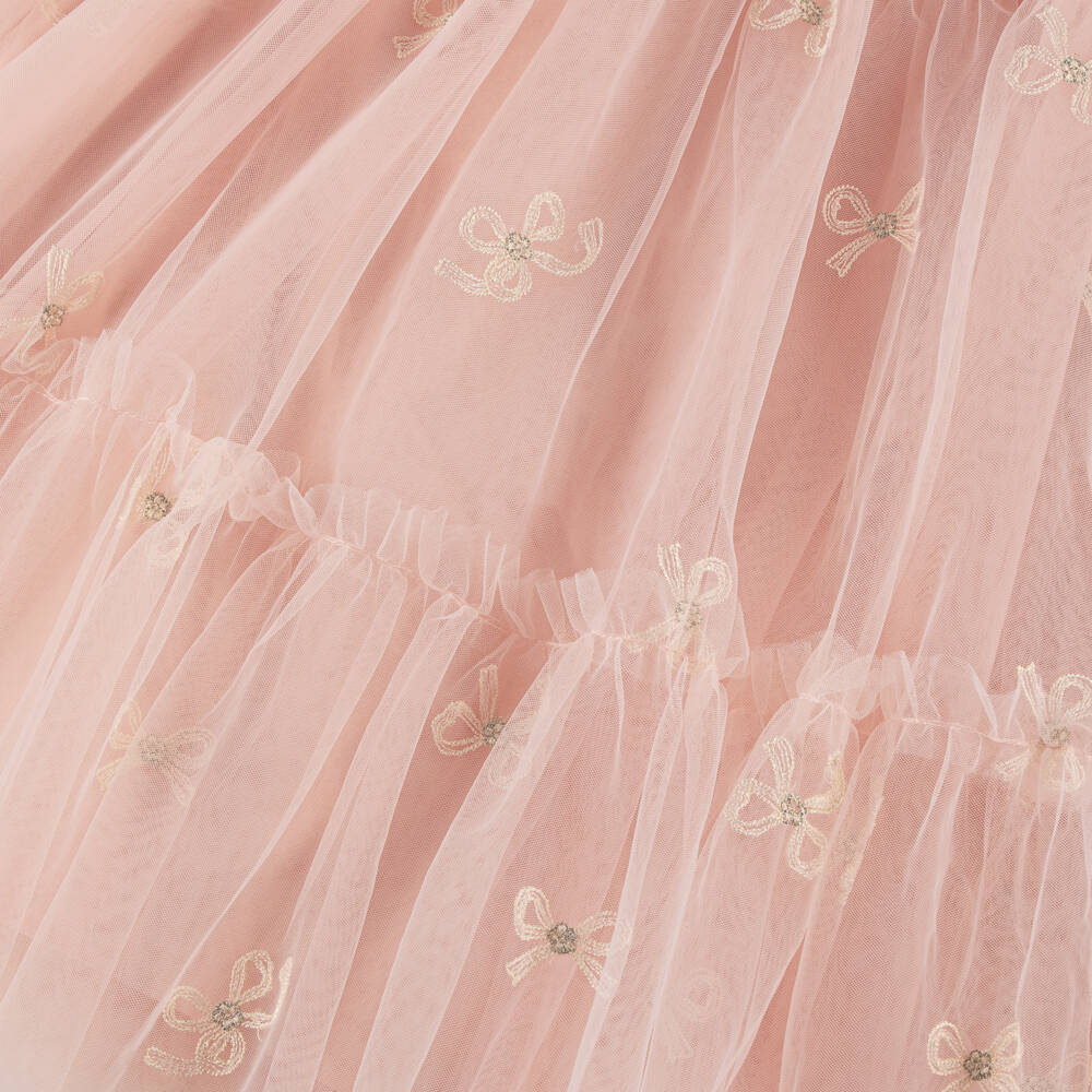 Petite Amalie-Girls Pink Ruffle Tulle Dress & Cape Set | Childrensalon Outlet