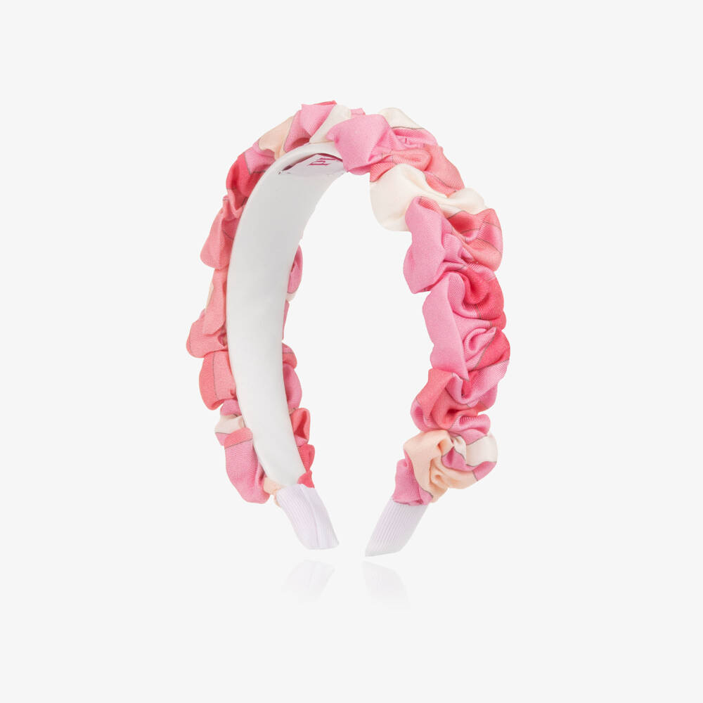 PUCCI-Girls Pink Ruffled Iride Hairband | Childrensalon Outlet