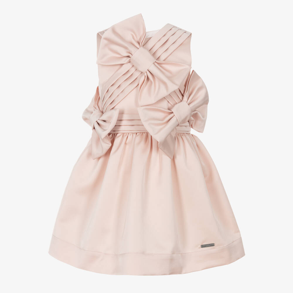 Jessie and James London-Платье из розового атласа с бантом для девочек | Childrensalon Outlet