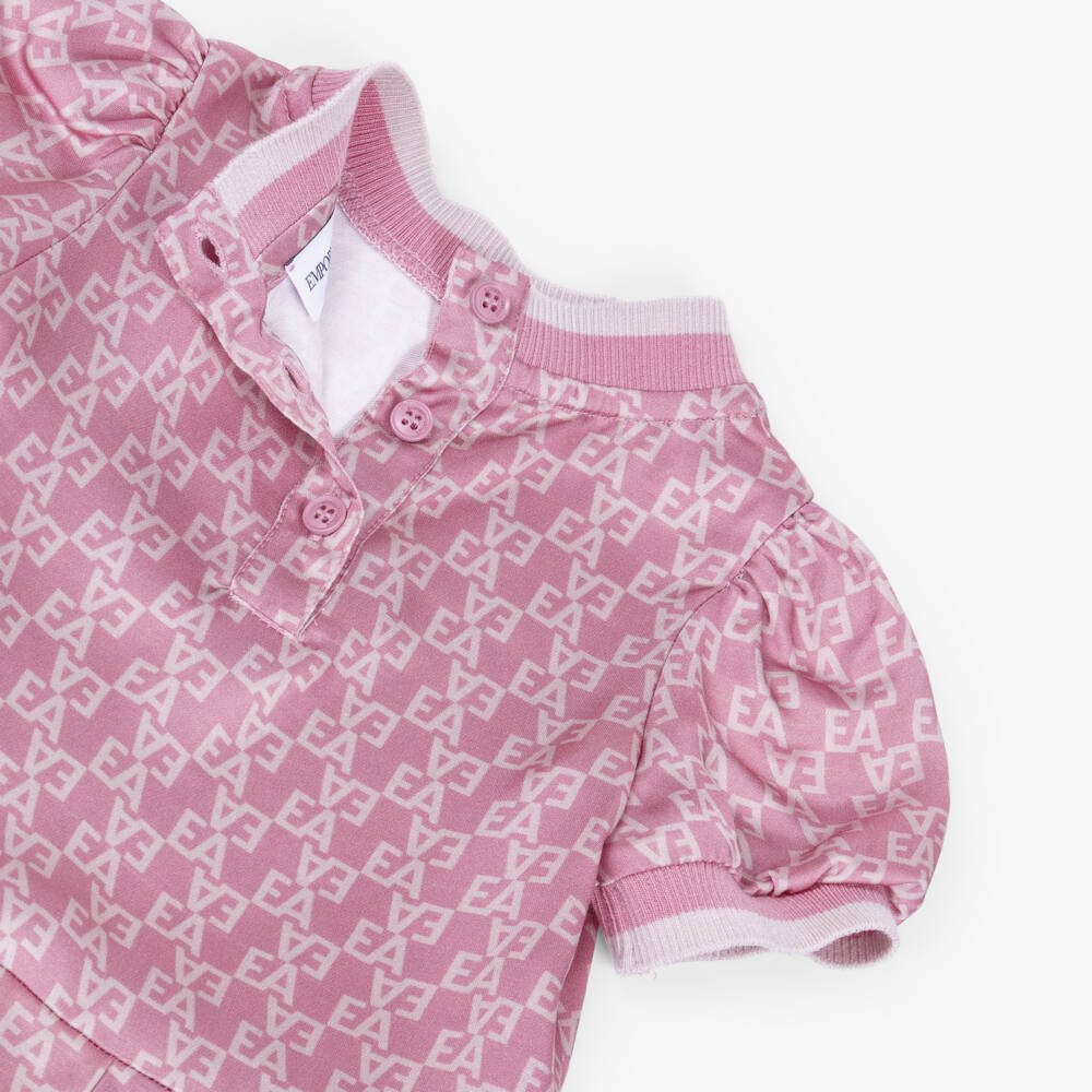 Emporio Armani-Girls Pink Satin EA Logo Dress | Childrensalon Outlet