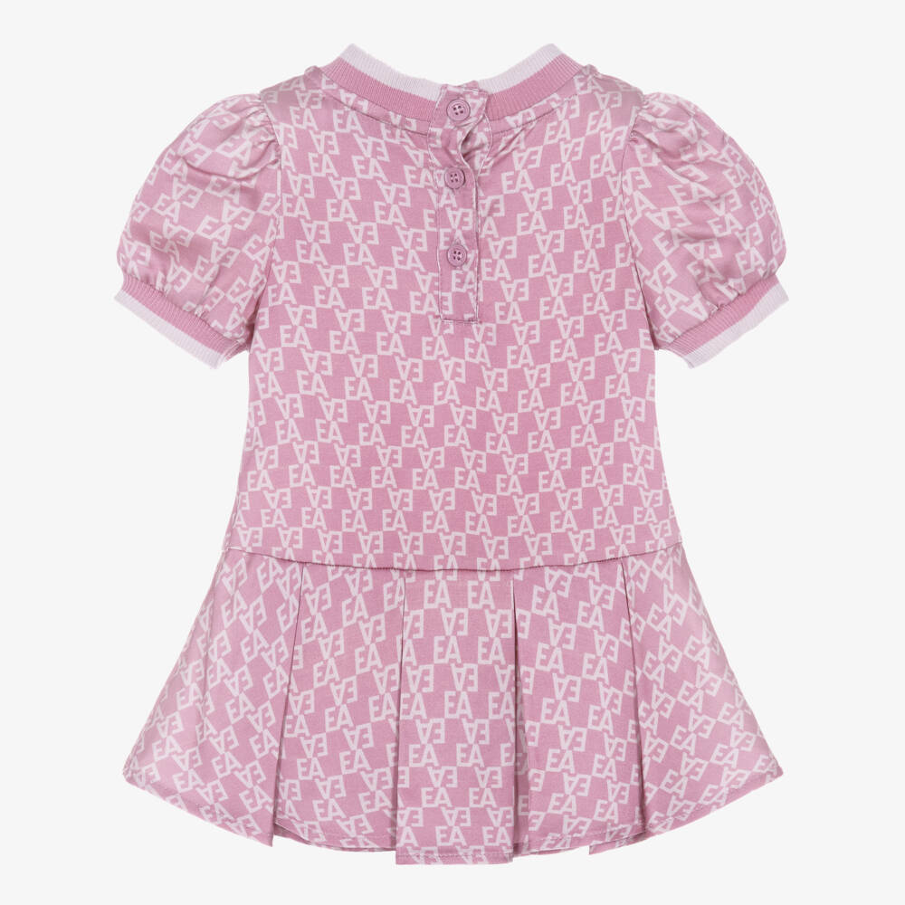 Emporio Armani-Girls Pink Satin EA Logo Dress | Childrensalon Outlet
